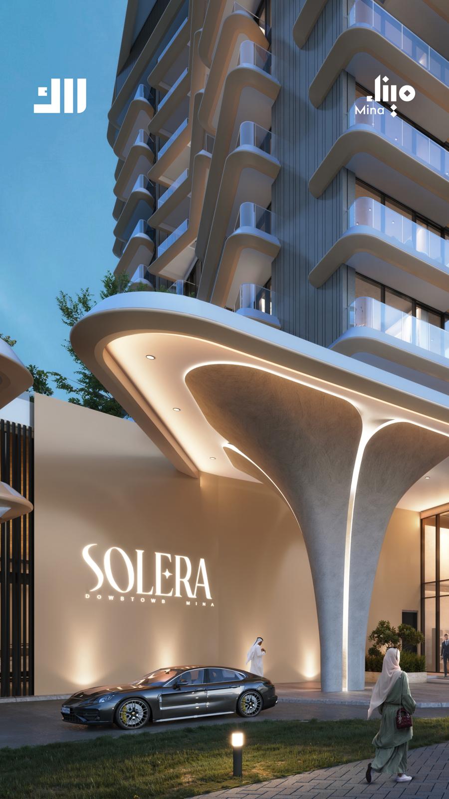 Aangeleverde Solera-projectimpressie van de entree en gevel